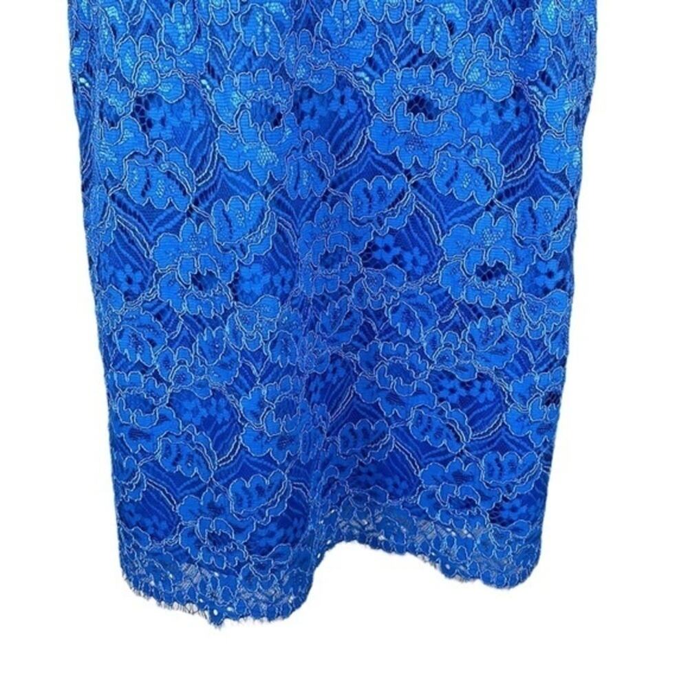 ✨ ANN TAYLOR Blue Lace Empire Waist Midi Dress 6 Tall 6T NWT 👗 - Picture 6 of 10